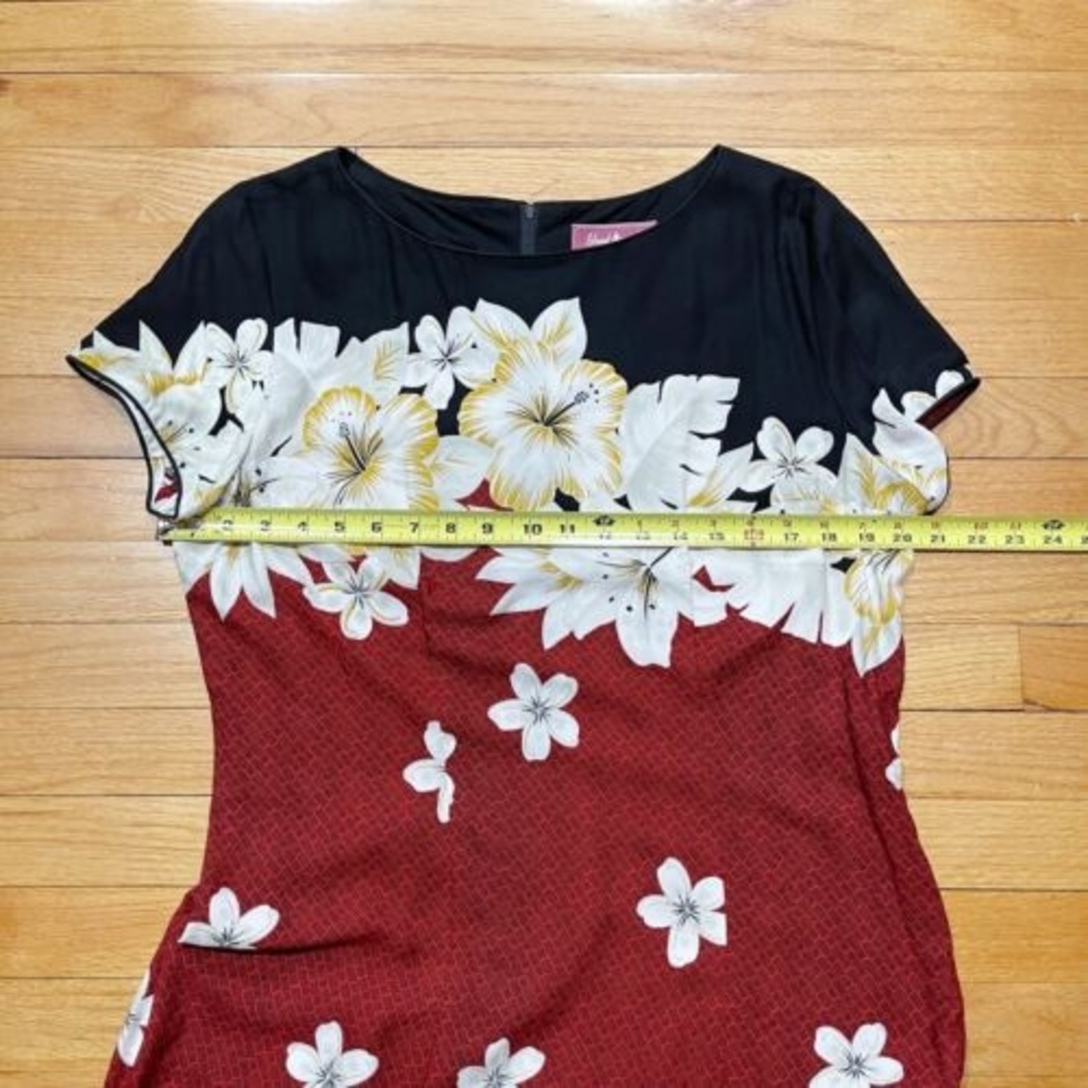 Vintage Hawaiian Maxi Dress by Island Moments Size L Rayon Floral Cap Sleeve EUC - Picture 6 of 15